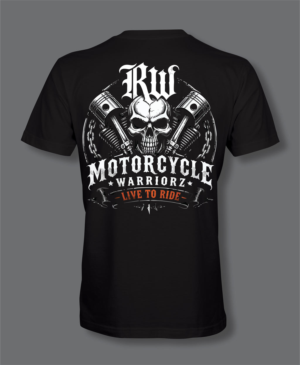 RW Motorcycle Warriorz Live to Ride Front and Back Logo