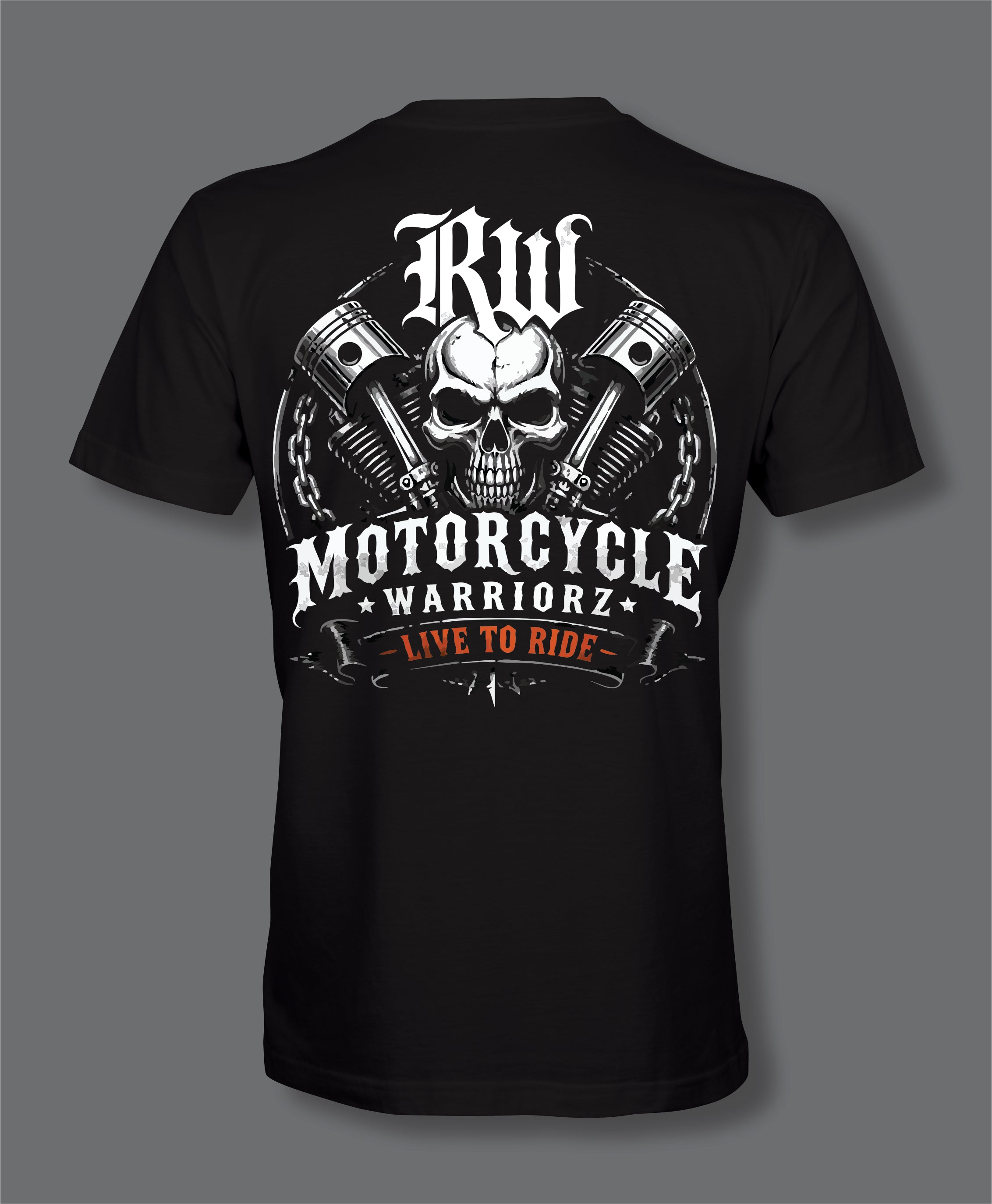 RW Motorcycle Warriorz Live to Ride Front and Back Logo