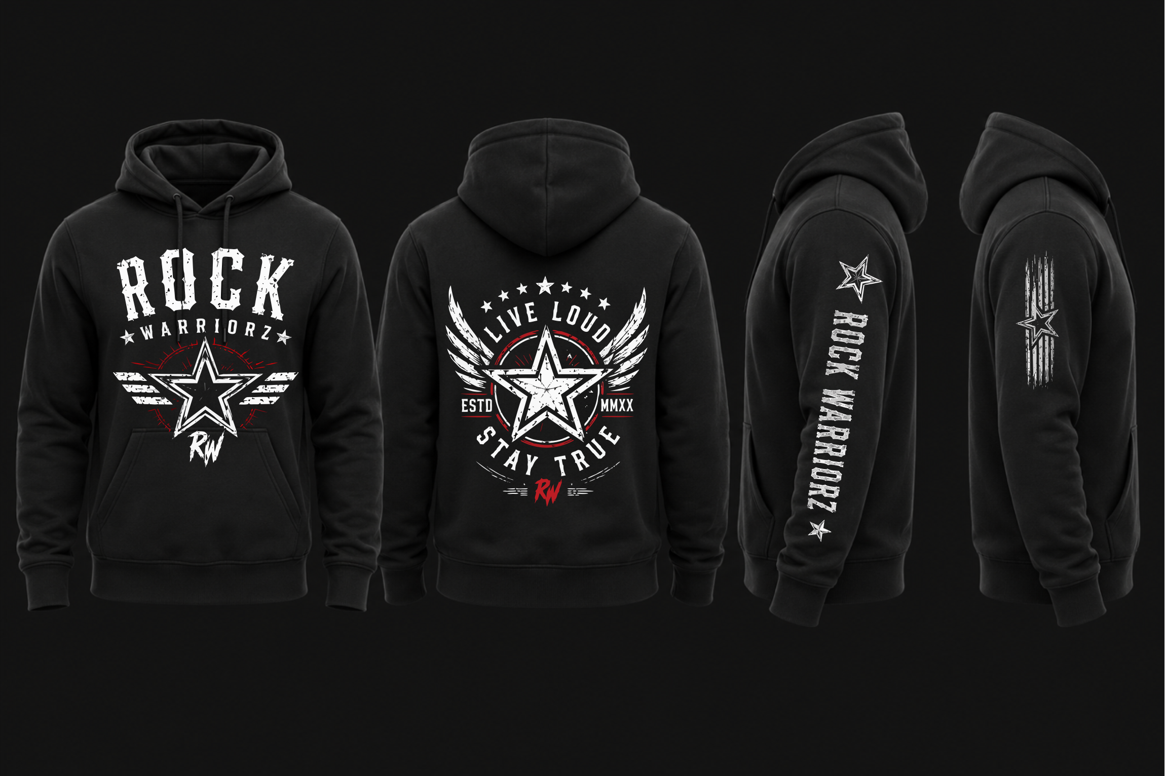 Rock Warriorz Hoodie Live Loud Stay True