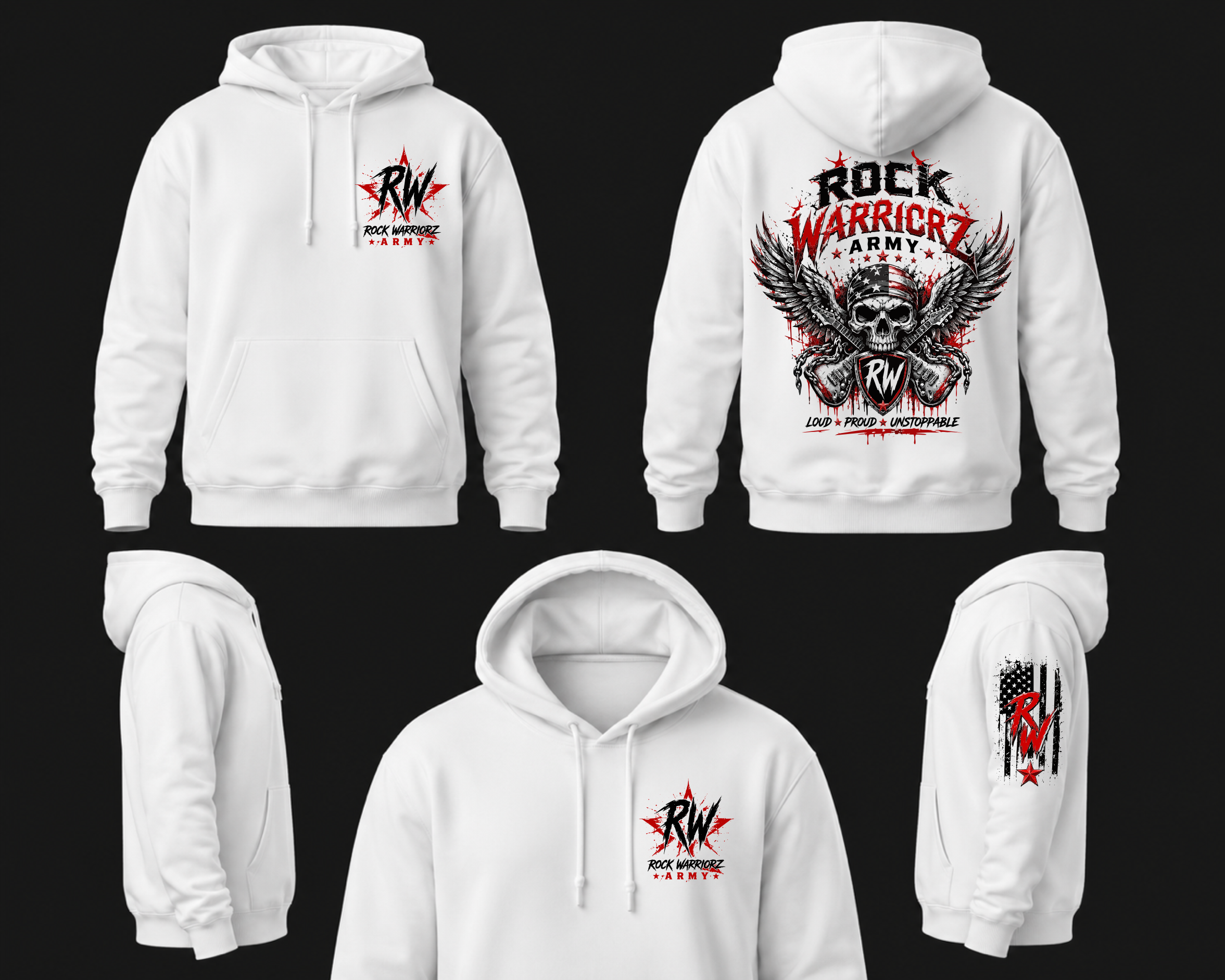 Rock Warriorz Army White Hoodie