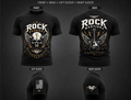 Rock Warriorz Black T-Shirt Front Back Left and Right Sleeve Logo
