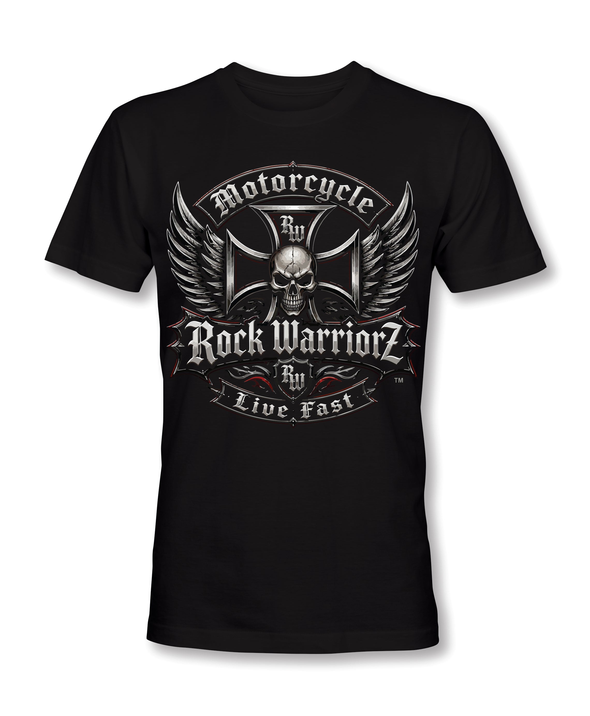 Rock Warriorz Motorcycle T-Shirt Front Logo