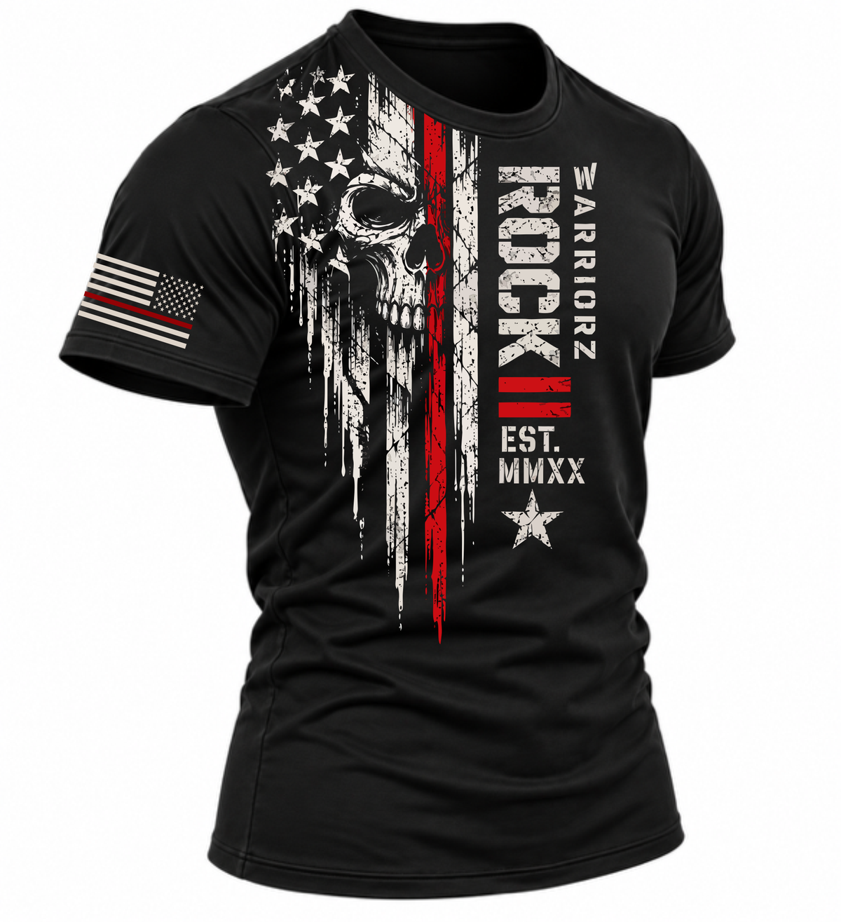 Rock Warriorz Skull and Flag Black T-Shirt