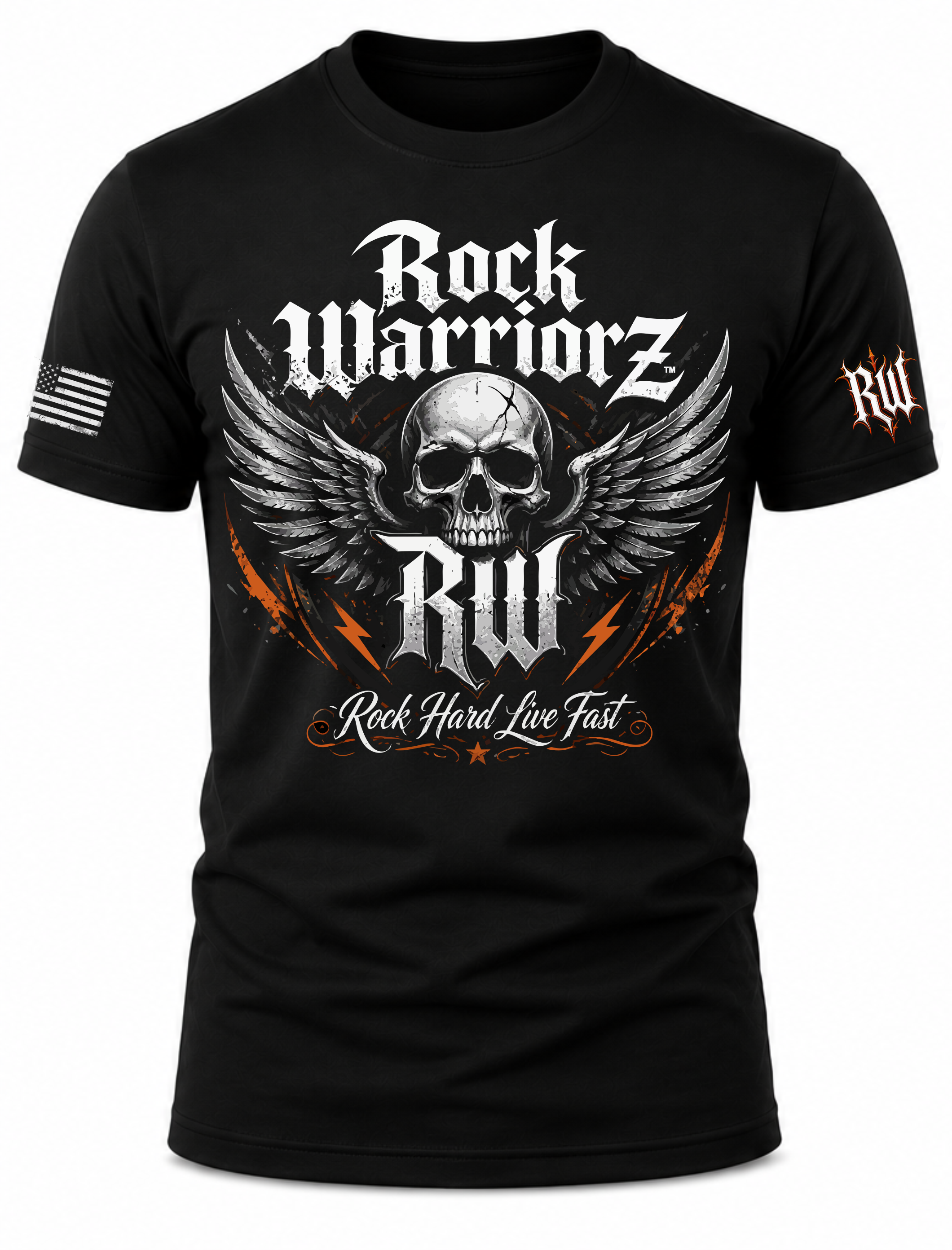 Rock Warriorz Rock Hard Live Fast Front Logo T-Shirt