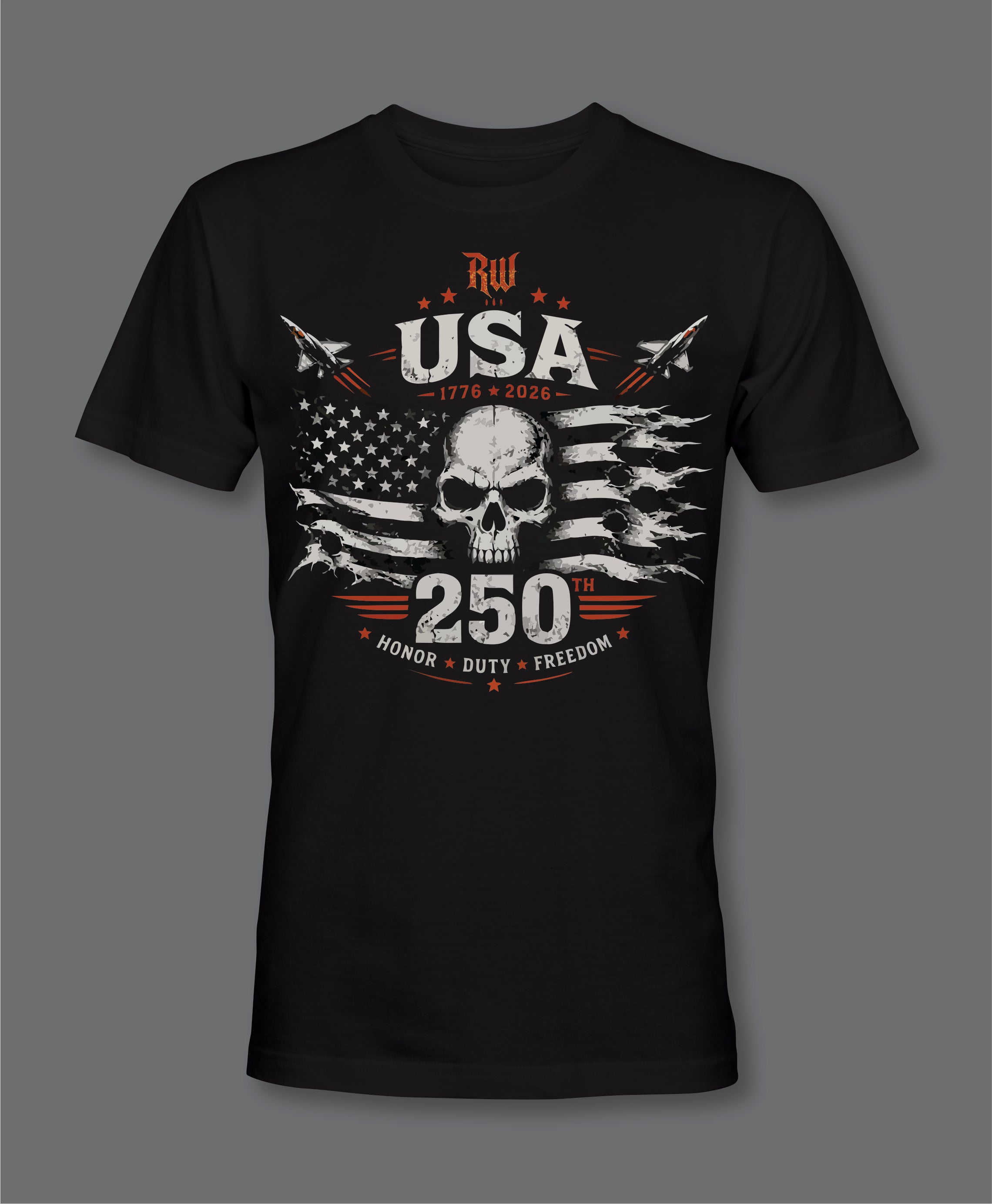 RW USA 250th Black Front Logo T-Shirt