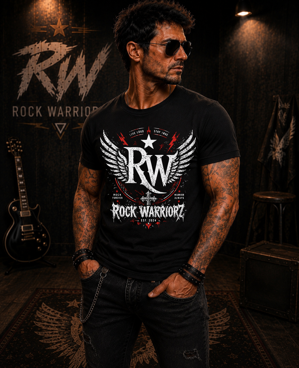 Rock Warriorz RW Winged Black T-Shirt