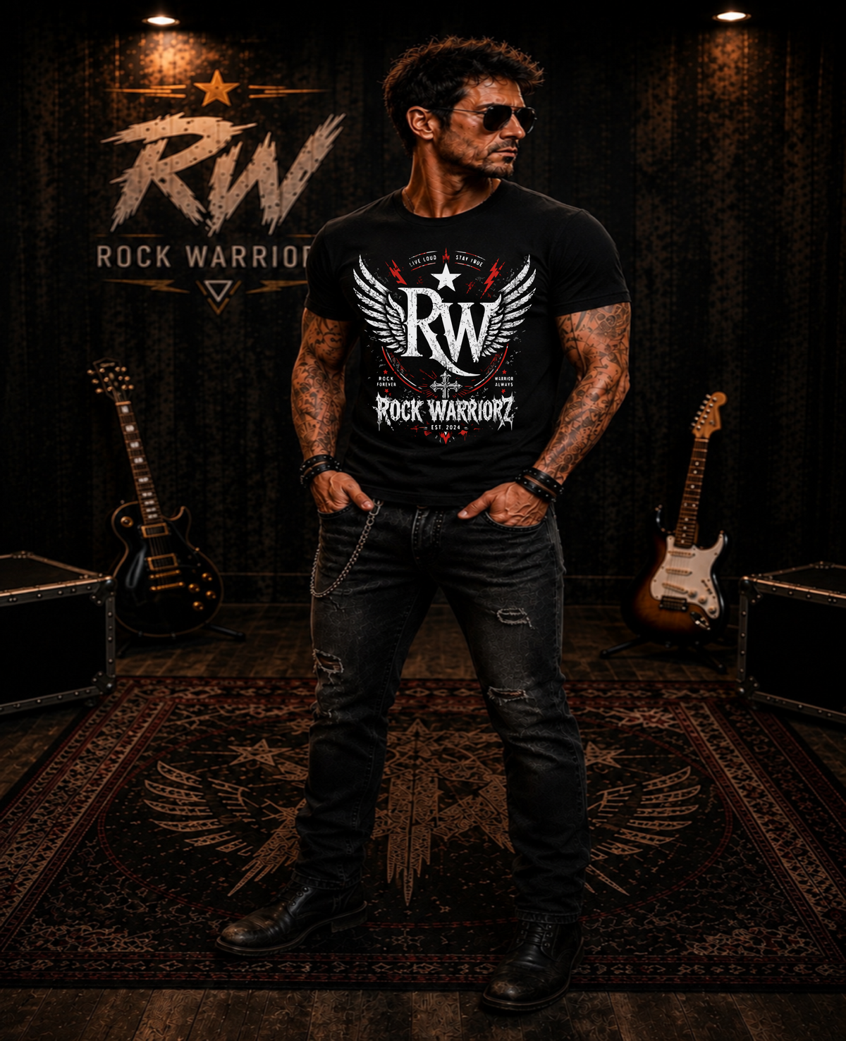 Rock Warriorz RW Winged Black T-Shirt