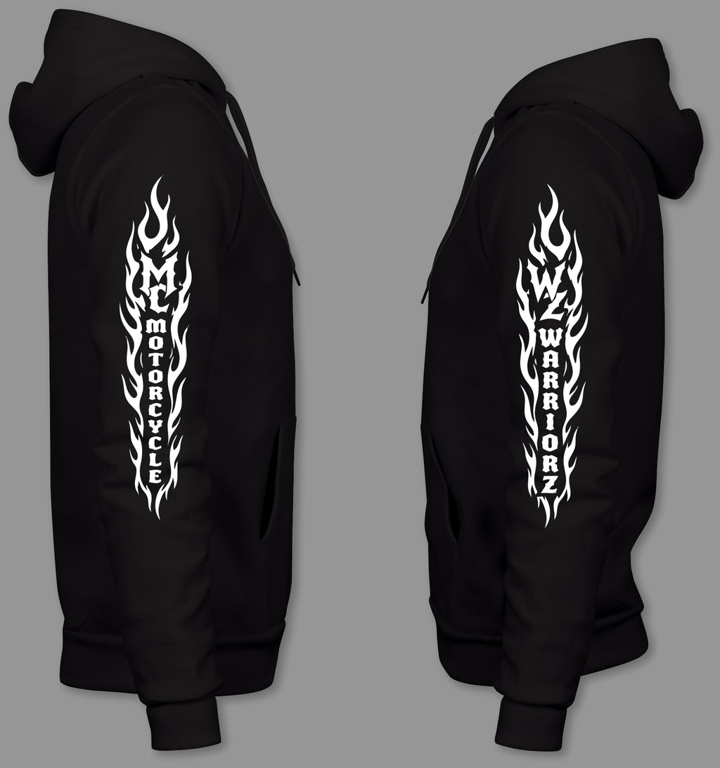 RW Motorcycle Warriorz Front, Back and Left and Right Sleeve Logo