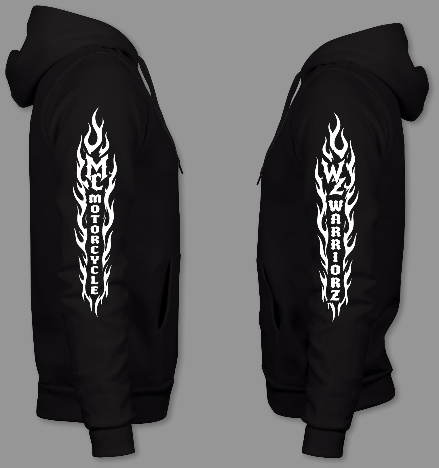 RW Motorcycle Warriorz Front, Back and Left and Right Sleeve Logo
