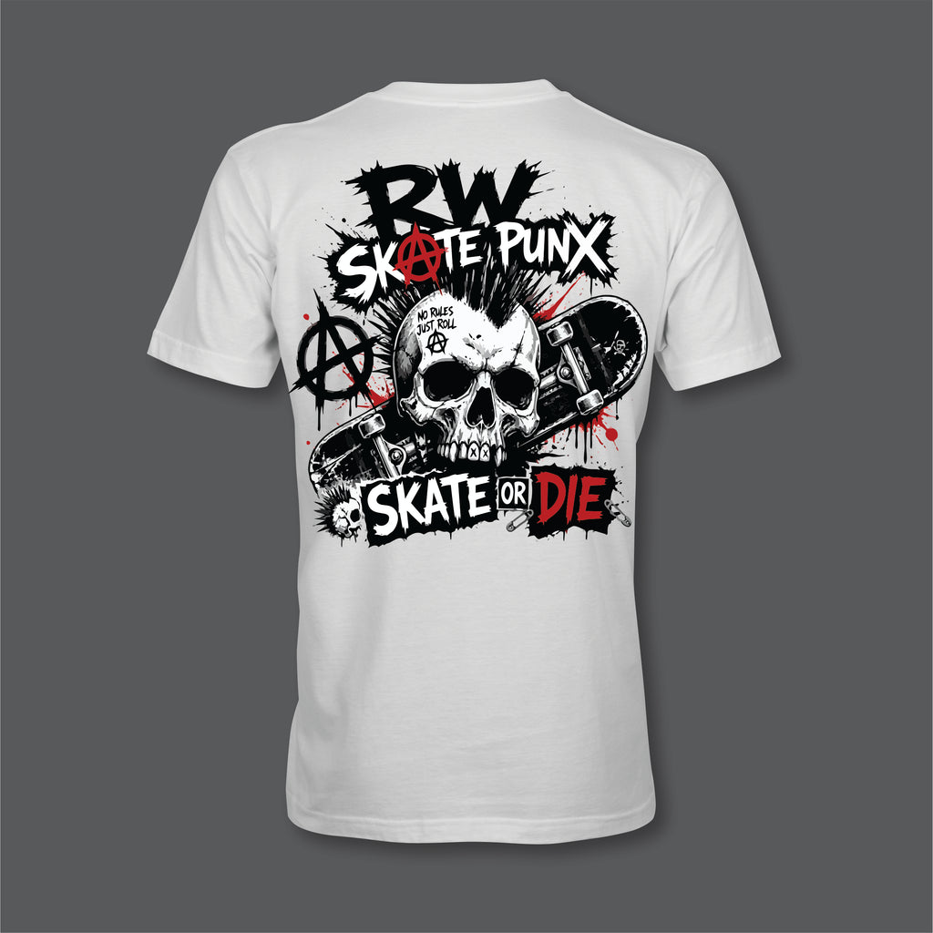 RW Skate Punx Skate or Die T-Shirt Front and Back Logo