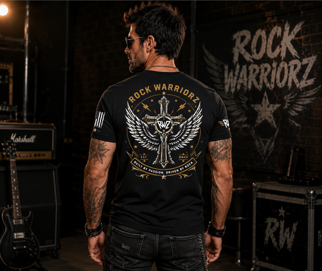 Rock Warriorz Skull with Wings Black T-Shirt
