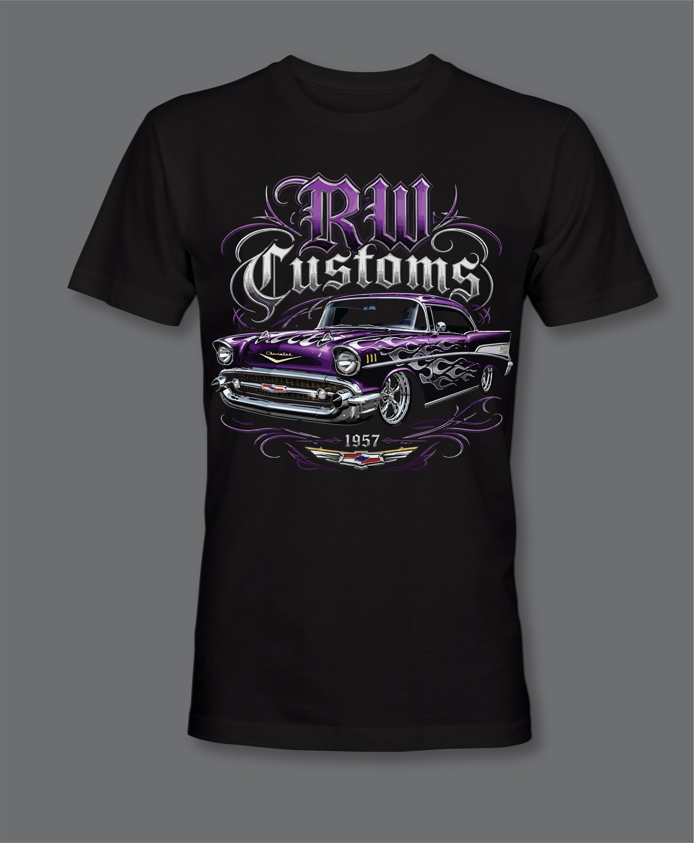 RW Customs 1957 Chevy Front Logo T-Shirt