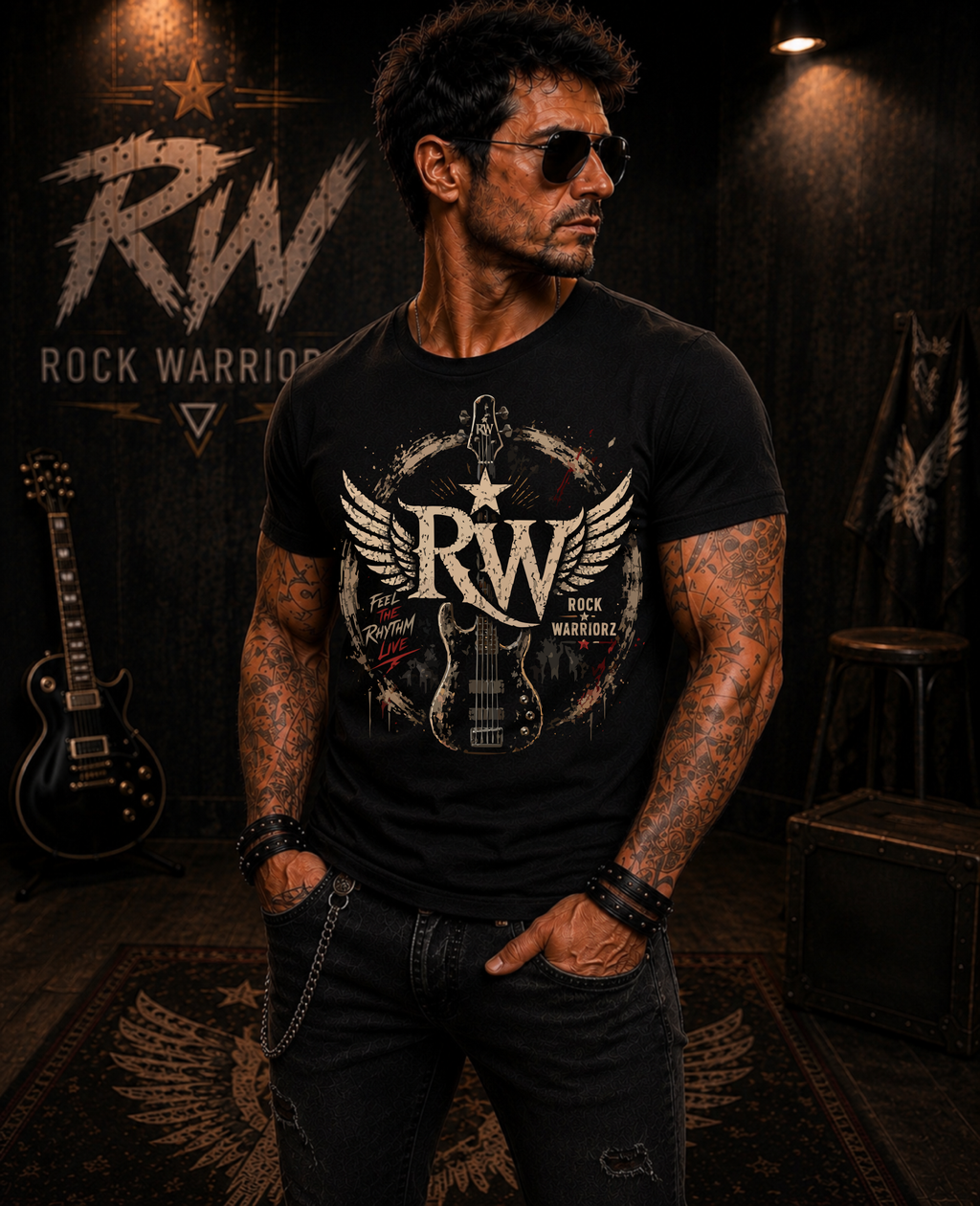 Rock Warriorz RW Bass Black T-Shirt
