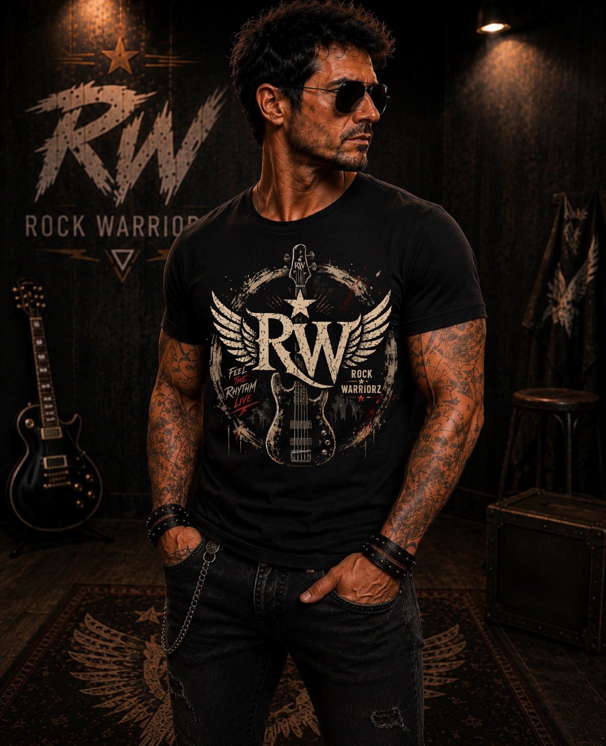 Rock Warriorz RW Bass Black T-Shirt
