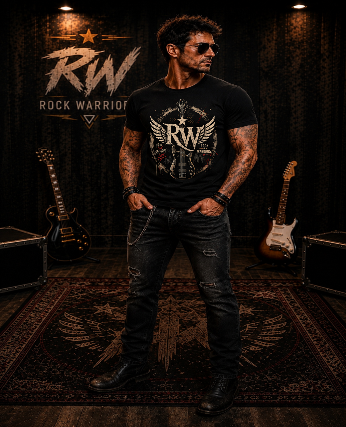 Rock Warriorz RW Bass Black T-Shirt