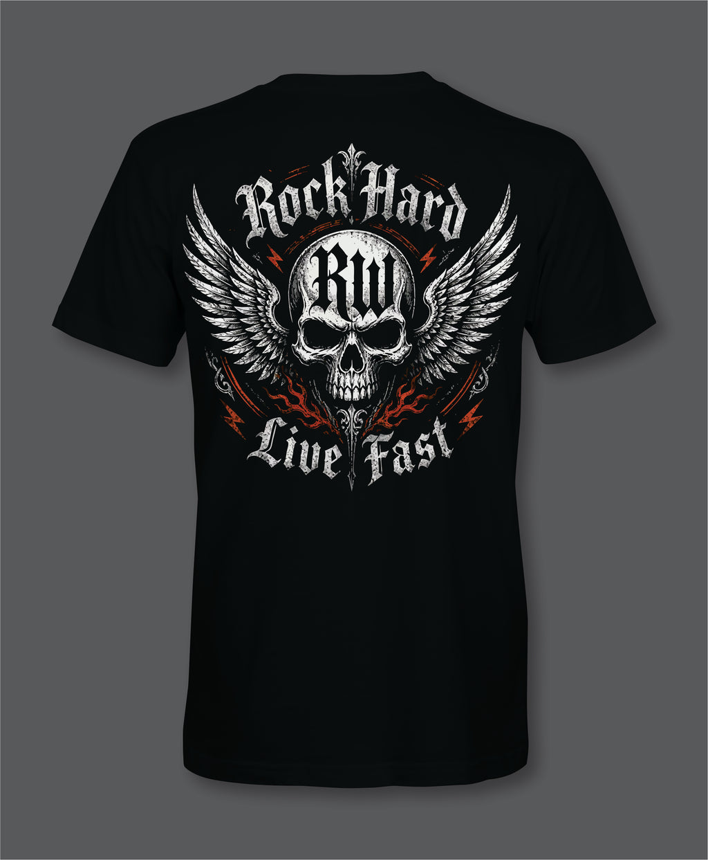 RW Rock Hard Live Fast Front and Back Logo