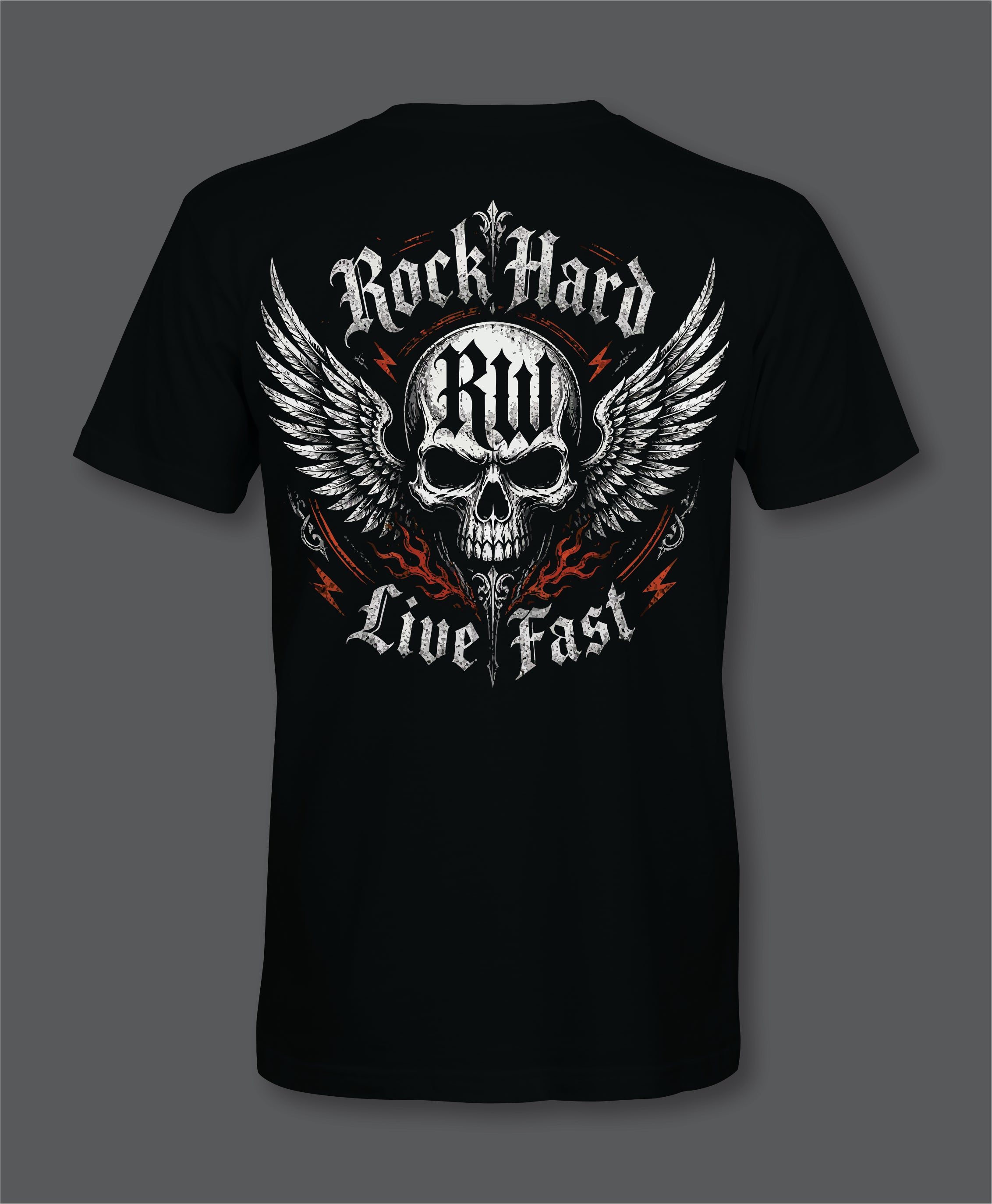 RW Rock Hard Live Fast Front and Back Logo
