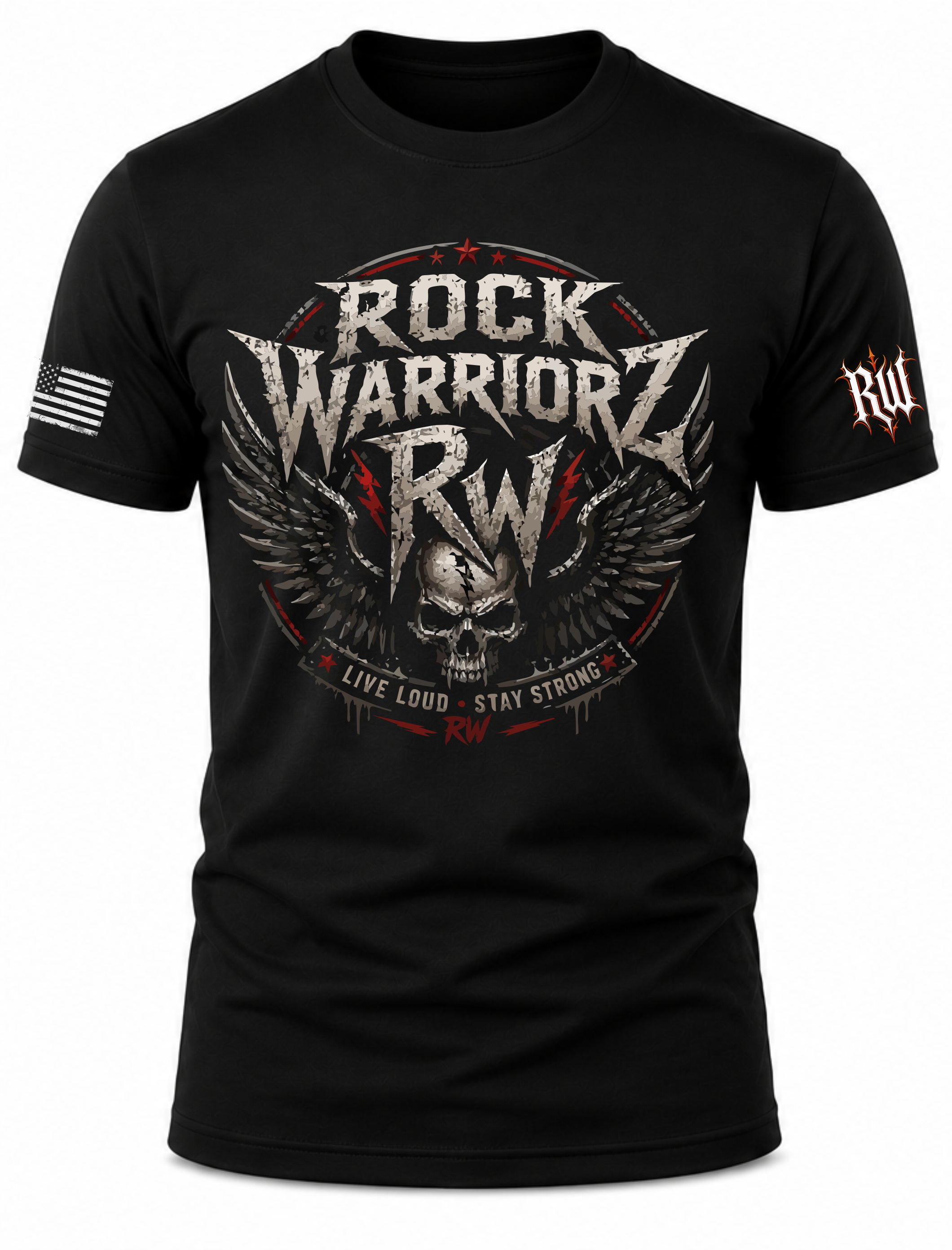 Rock Warriorz RW Skull and Wings T-Shirt