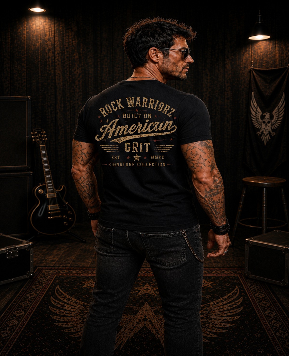 Rock Warriorz American Grit Signature Collection Black T-Shirt