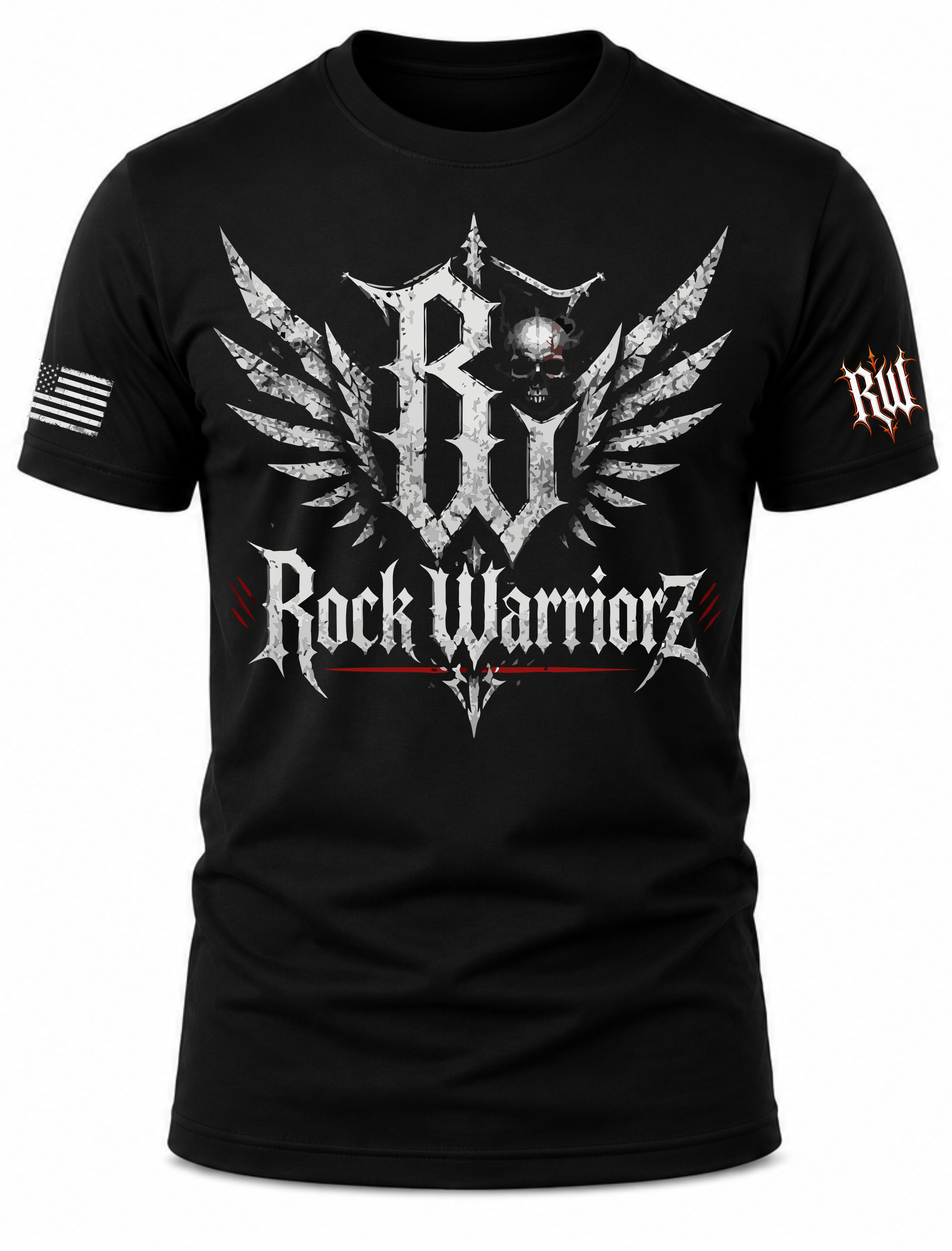 Rock Warriorz RW Skull Wings Black T-Shirt