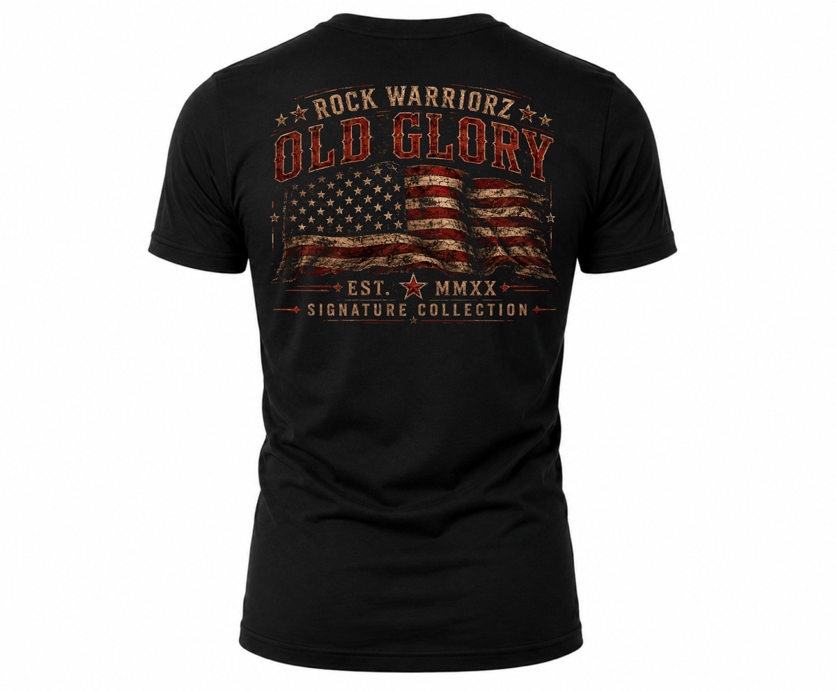 Rock Warriorz Old Glory Signature Collection Black T-Shirt