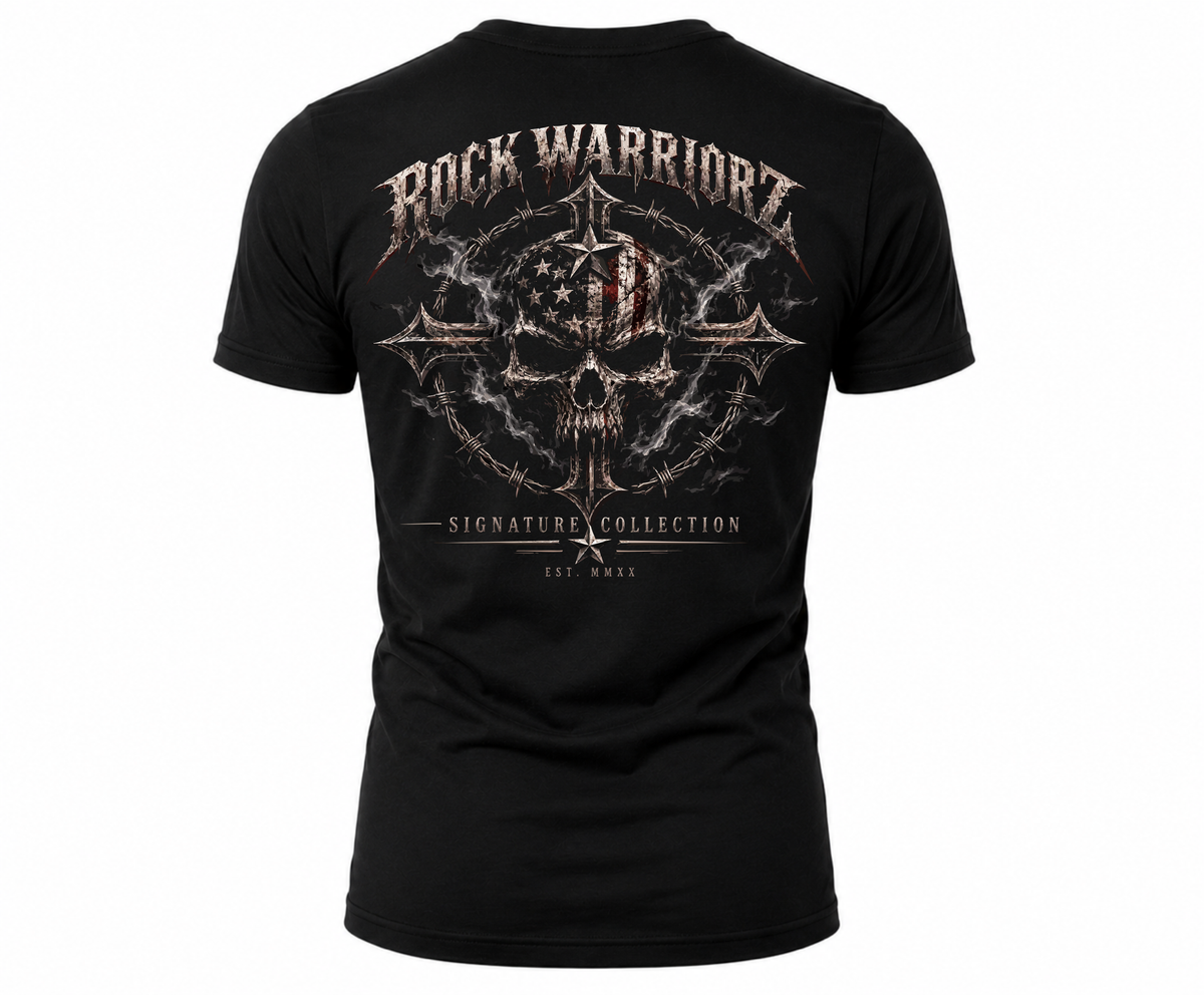 Rock Warriorz Skull Signature Collection Black T-Shirt