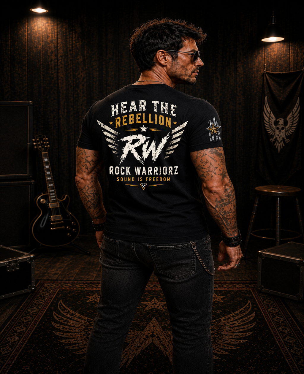Rock Warriorz Hear the Rebellion Black T-Shirt