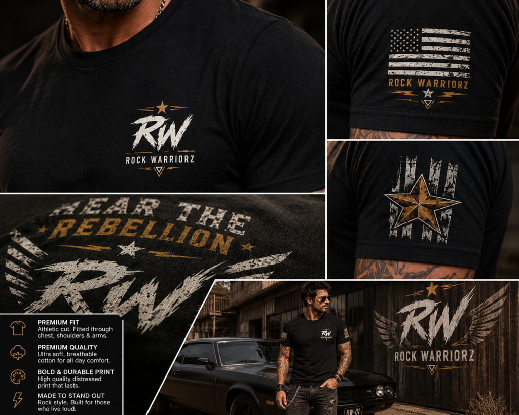 Rock Warriorz Hear the Rebellion Black T-Shirt