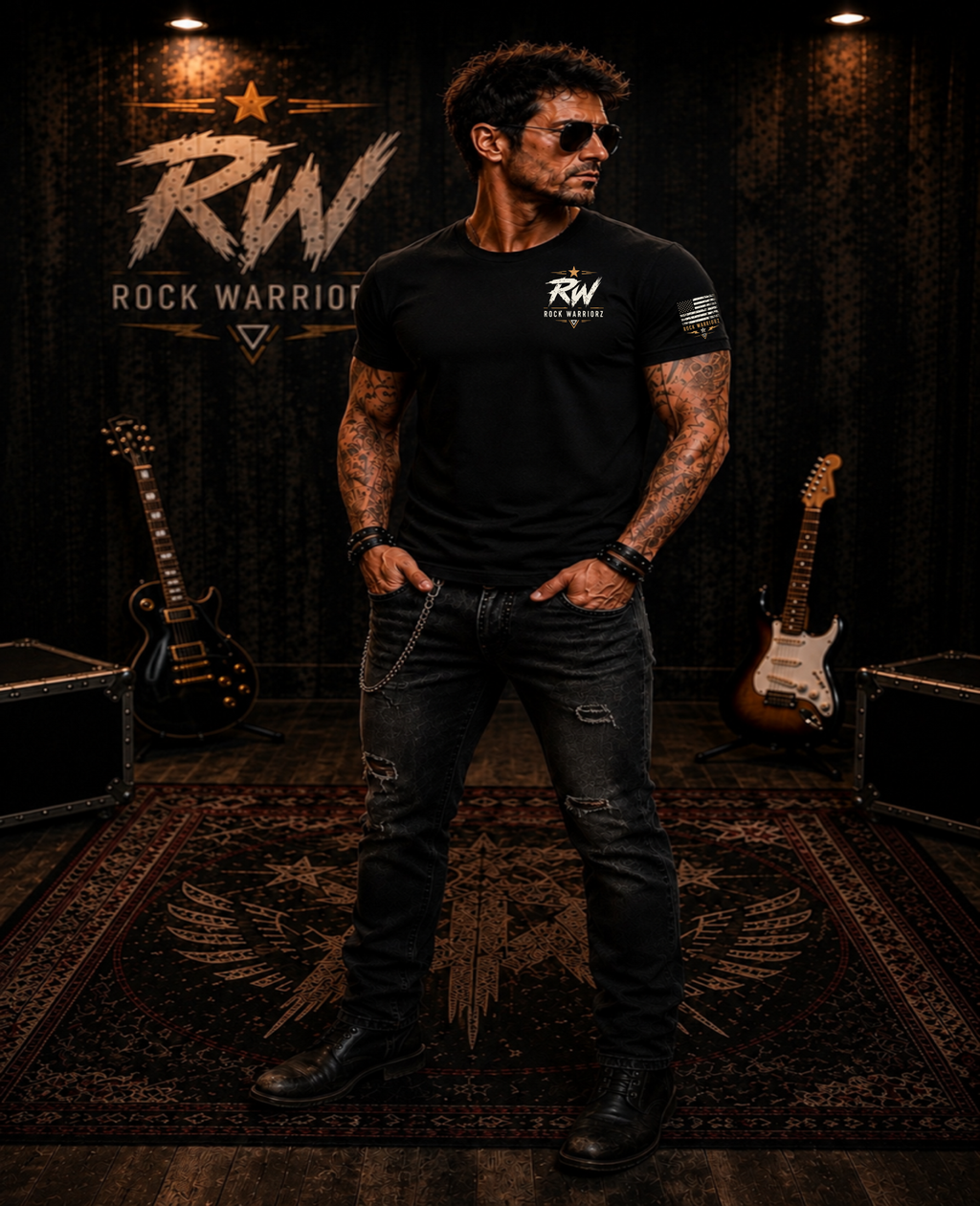 Rock Warriorz Hear the Rebellion Black T-Shirt