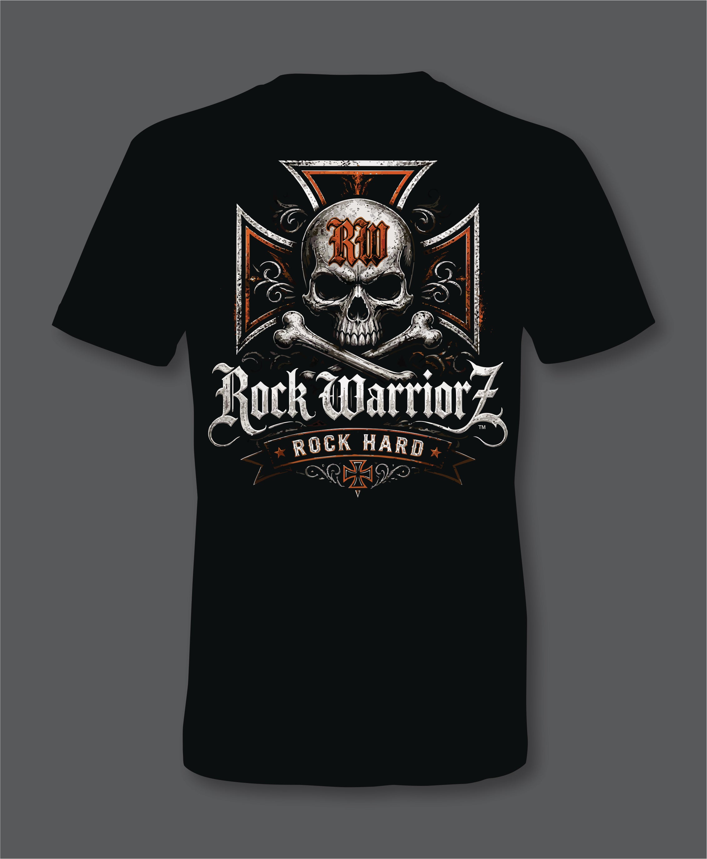 Rock Warriorz Rock Hard Front and Back Logo