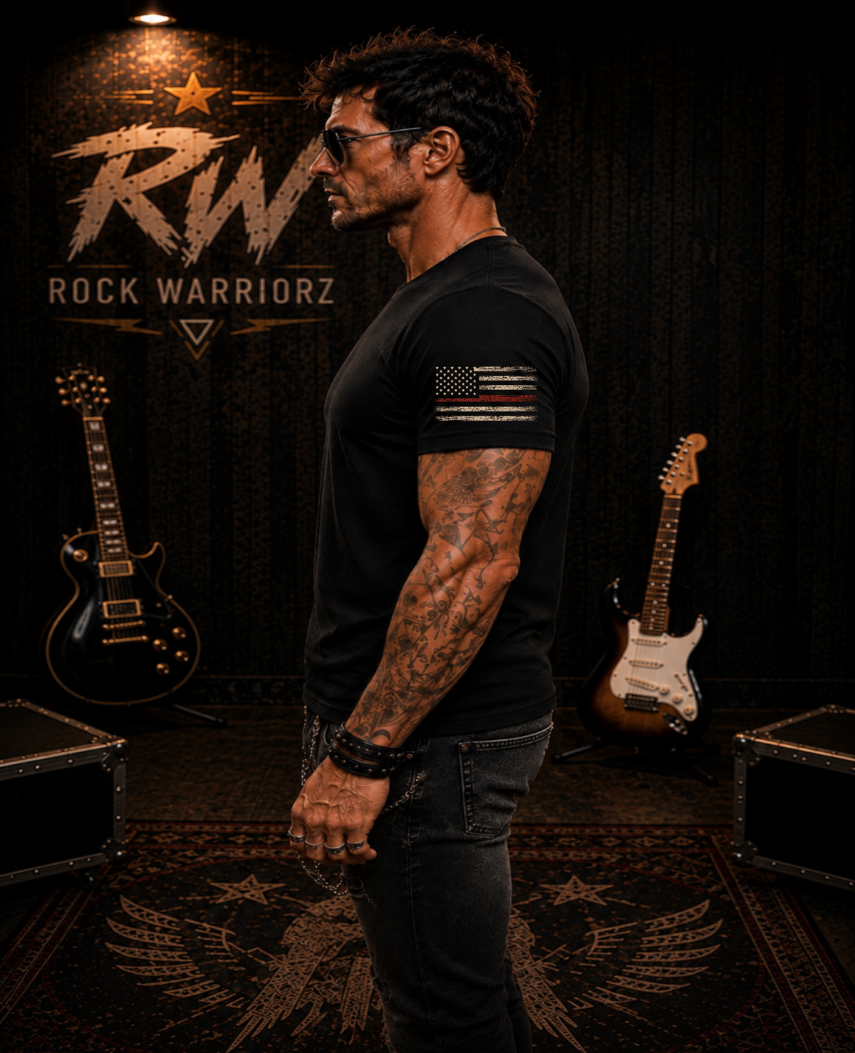 Rock Warriorz American Grit Signature Collection Black T-Shirt