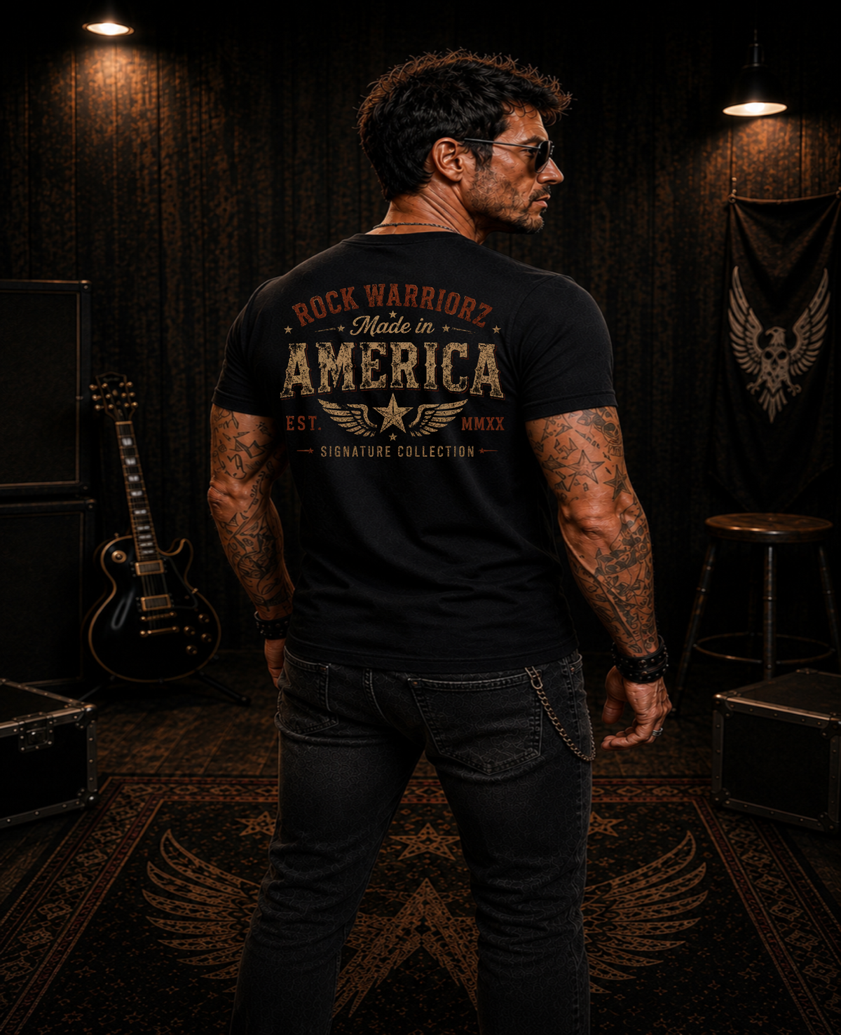Rock Warriorz Made in America Signature Collection Black T-Shirt