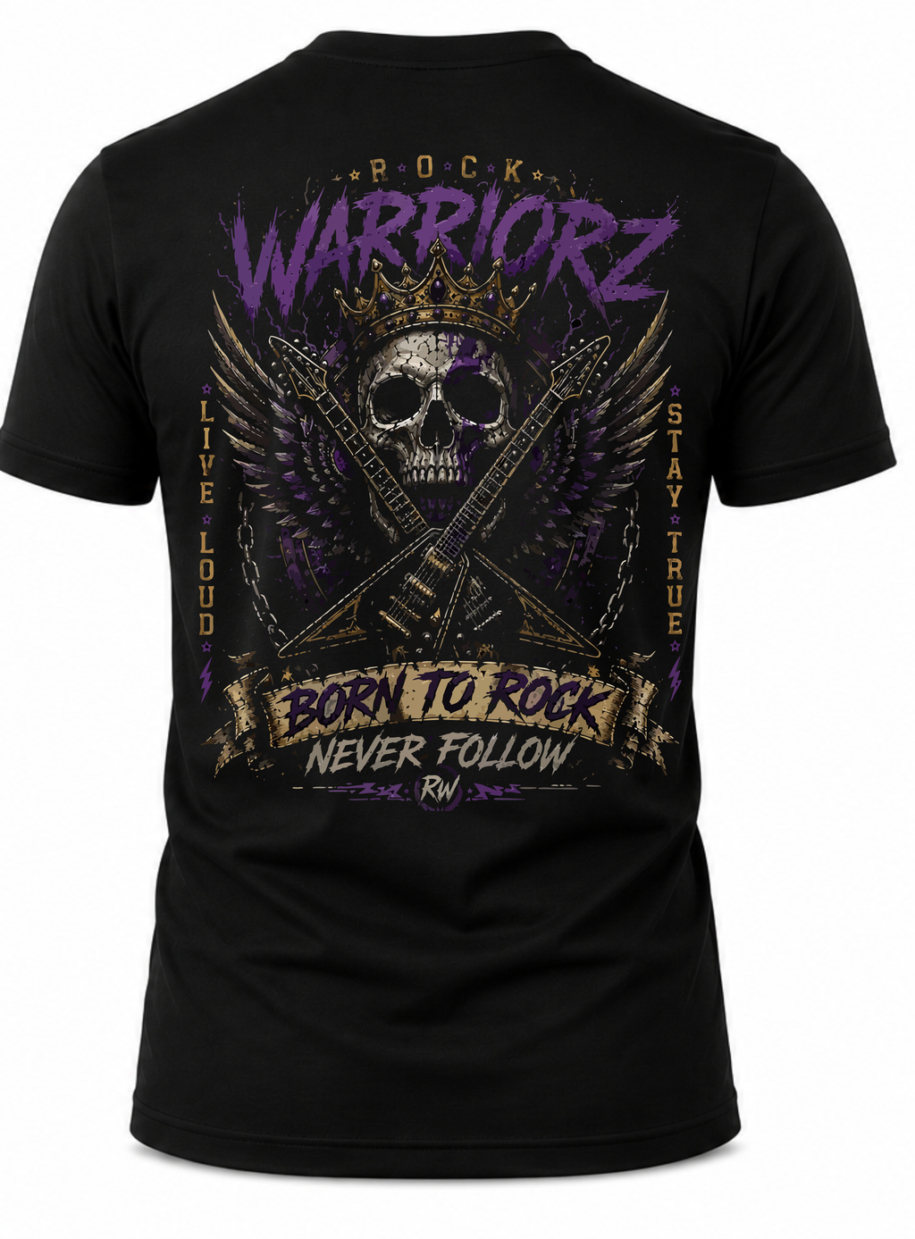 Rock Warriorz Born to Rock T-Shirt Front and Back Logo