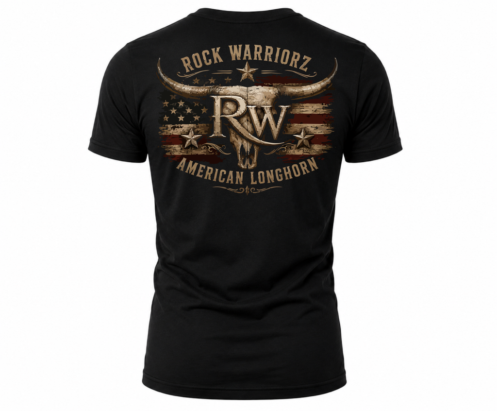 Rock Warriorz American Longhorn Black T-Shirt