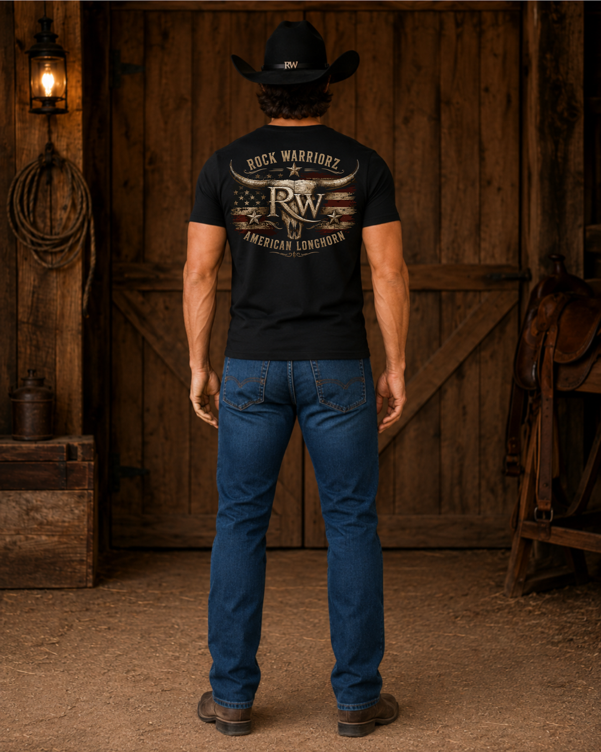 Rock Warriorz American Longhorn Black T-Shirt