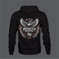 Motorcycle Warriorz Hoodie Front Back and Left Sleeve Logo
