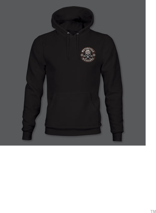 Motorcycle Warriorz Hoodie Front Back and Left Sleeve Logo