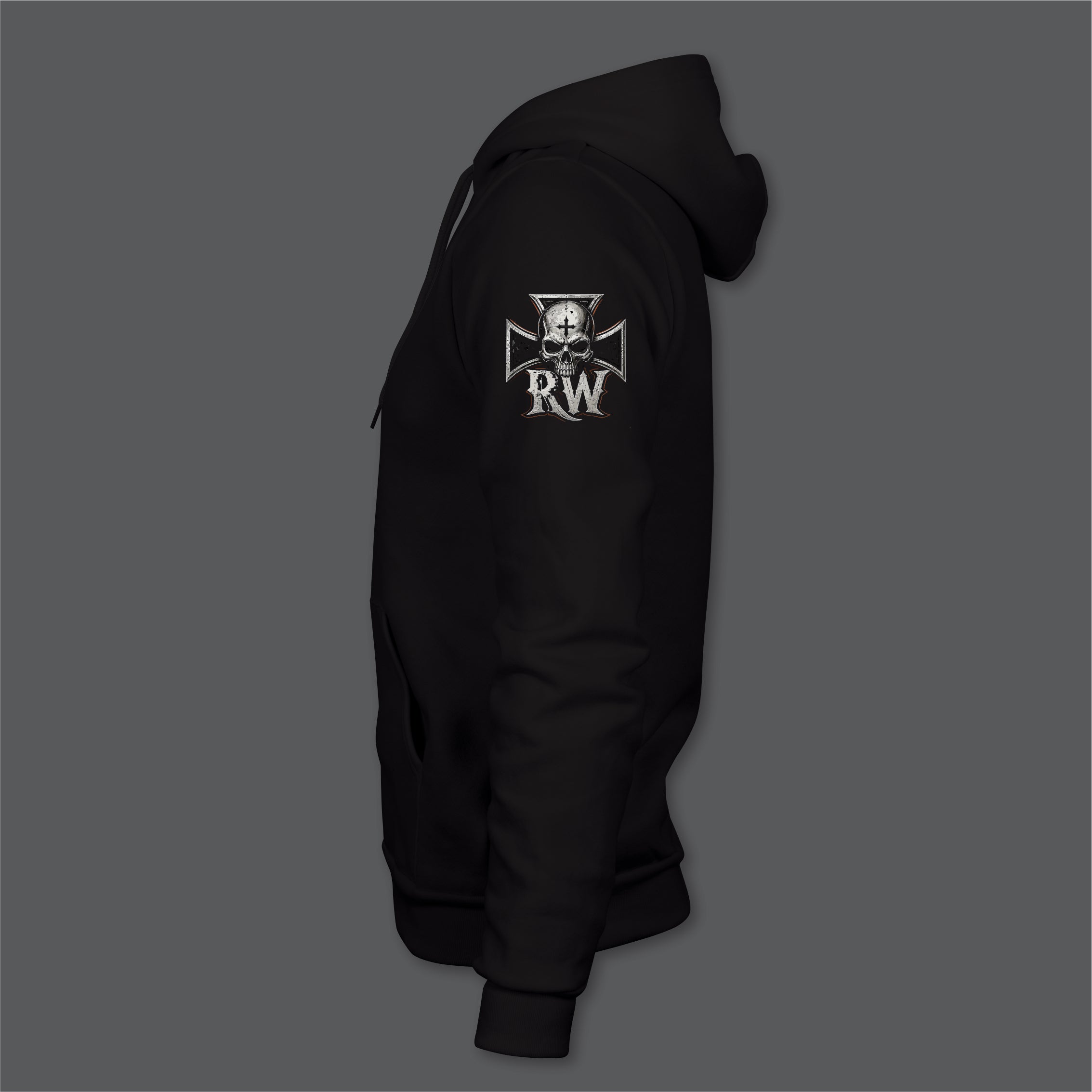 Rock Warriorz Hoodie Front Back and Left Sleeve Logo