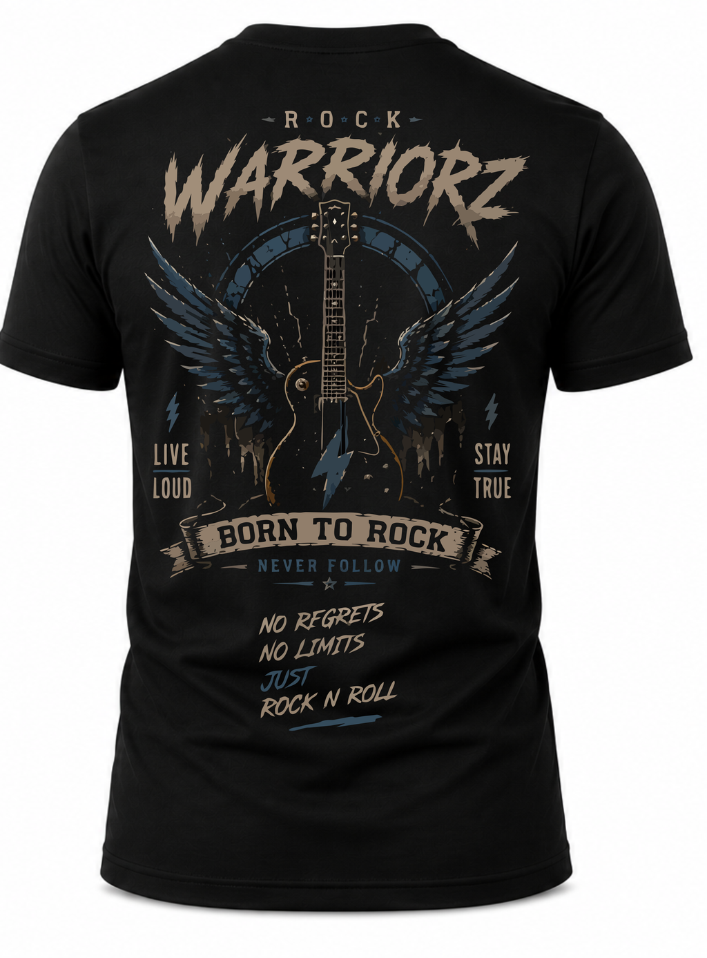 Rock Warriorz Born to Rock Never Follow Front and Back T-Shirt