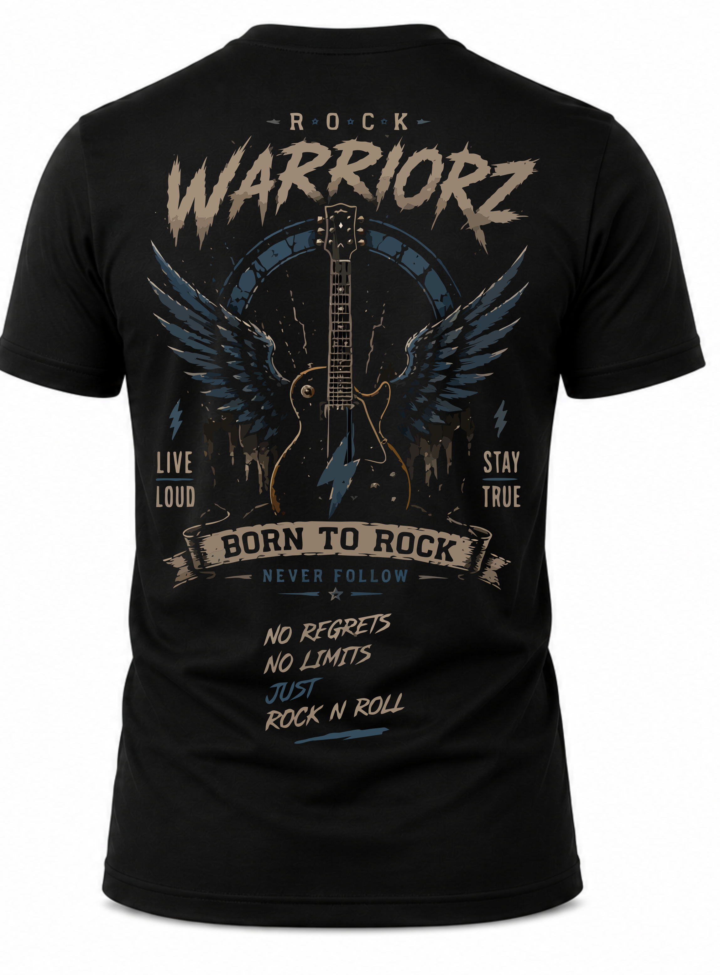 Rock Warriorz Born to Rock Never Follow Front and Back T-Shirt