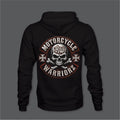 Motorcycle Warriorz RW Hoodie Front Back and Left Sleeve Logo
