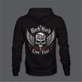 Rock Hard Live Fast RW Hoodie Front Back Left Sleeve