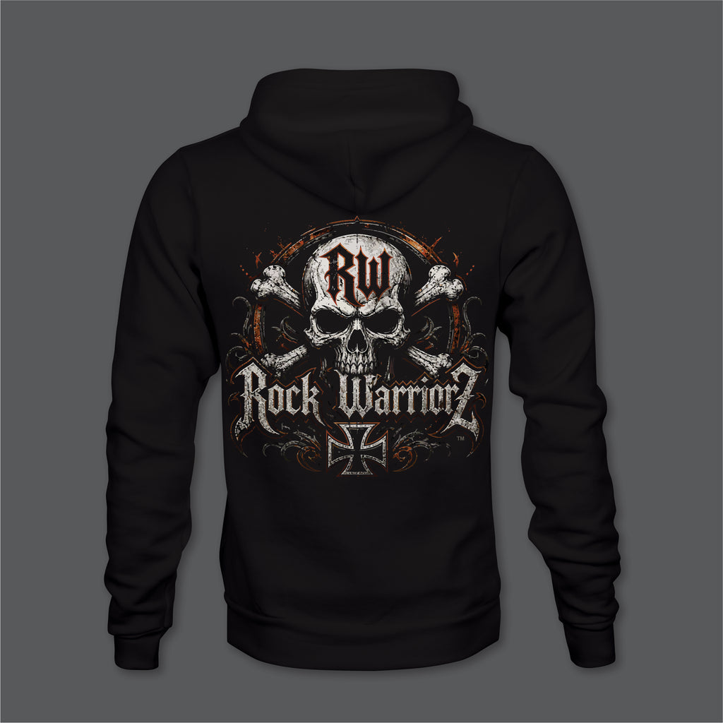 Rock Warriorz Hoodie Front Back and Left Sleeve Logo