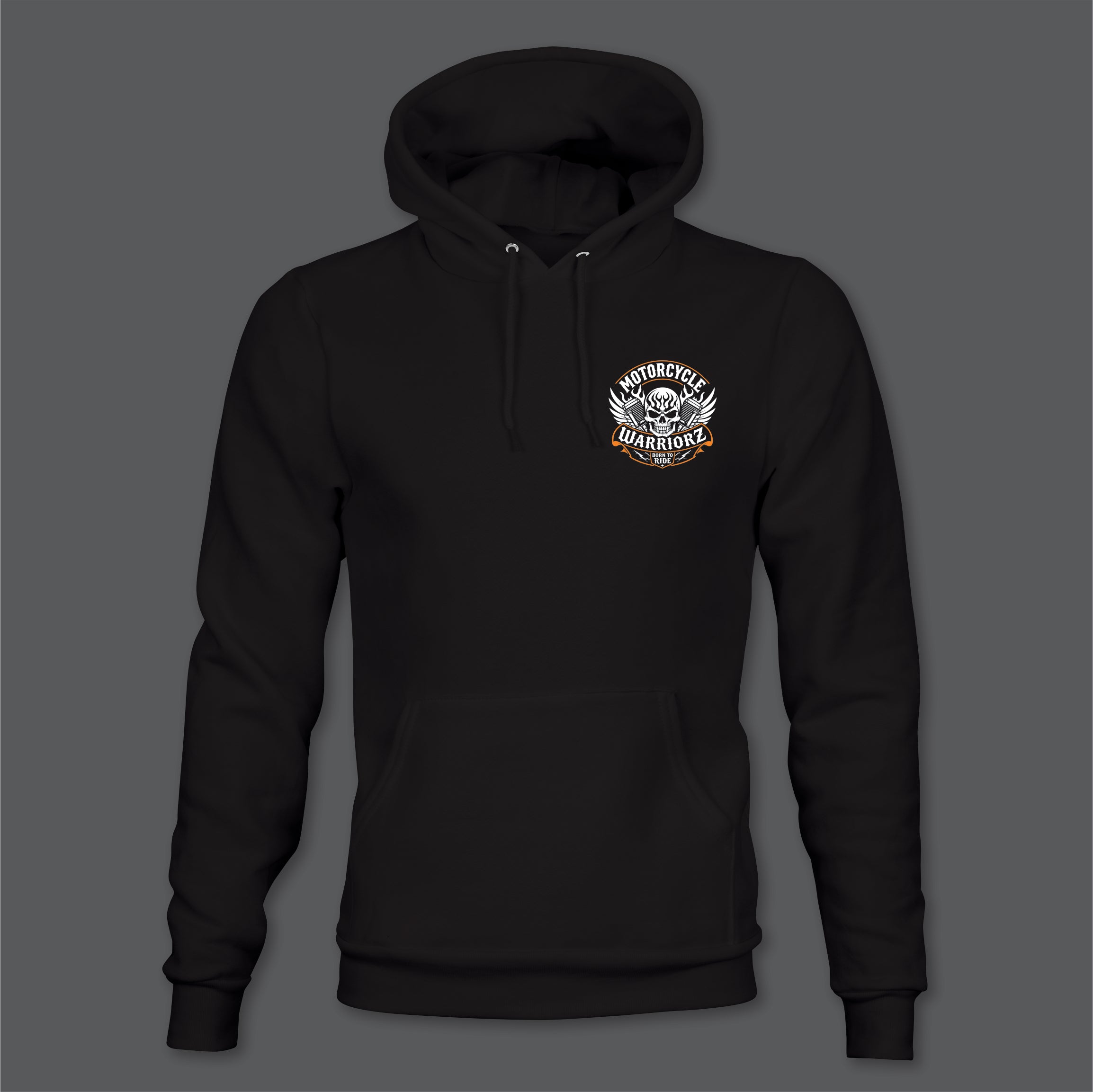 Motorcycle Warriorz Live to Ride Hoodie Front Back and Left Sleeve Logo
