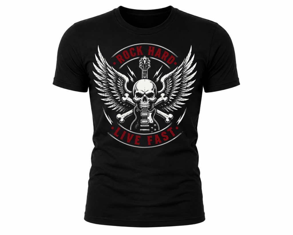 Rock Warriorz Rock Hard Live Fast Black T-Shirt