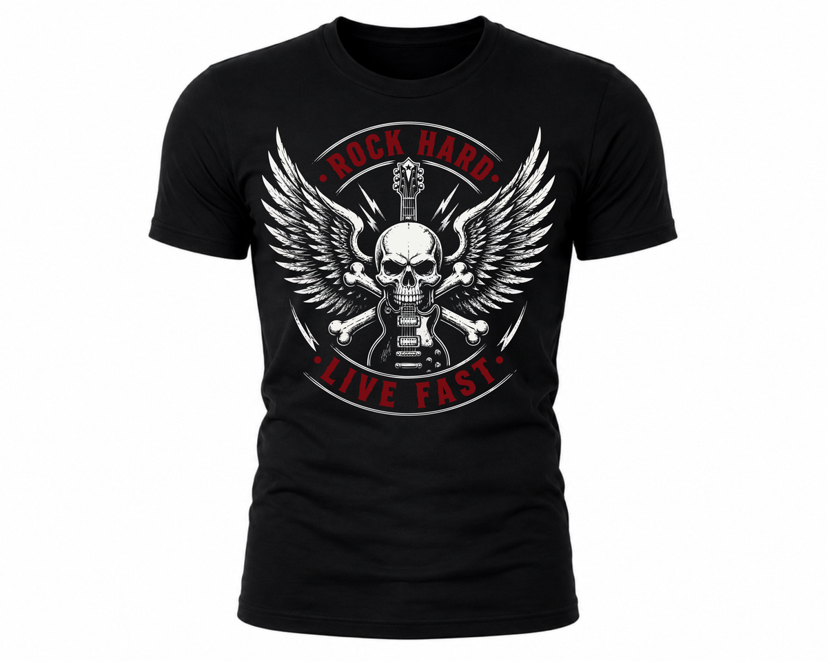 Rock Warriorz Rock Hard Live Fast Black T-Shirt