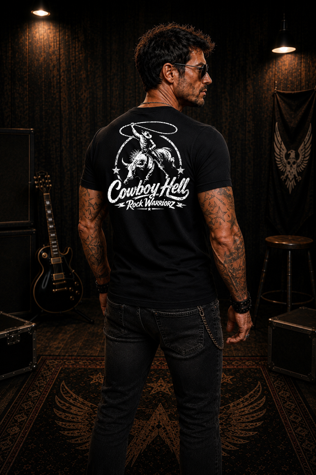 Rock Warriorz Cowboy Hell Black T-Shirt