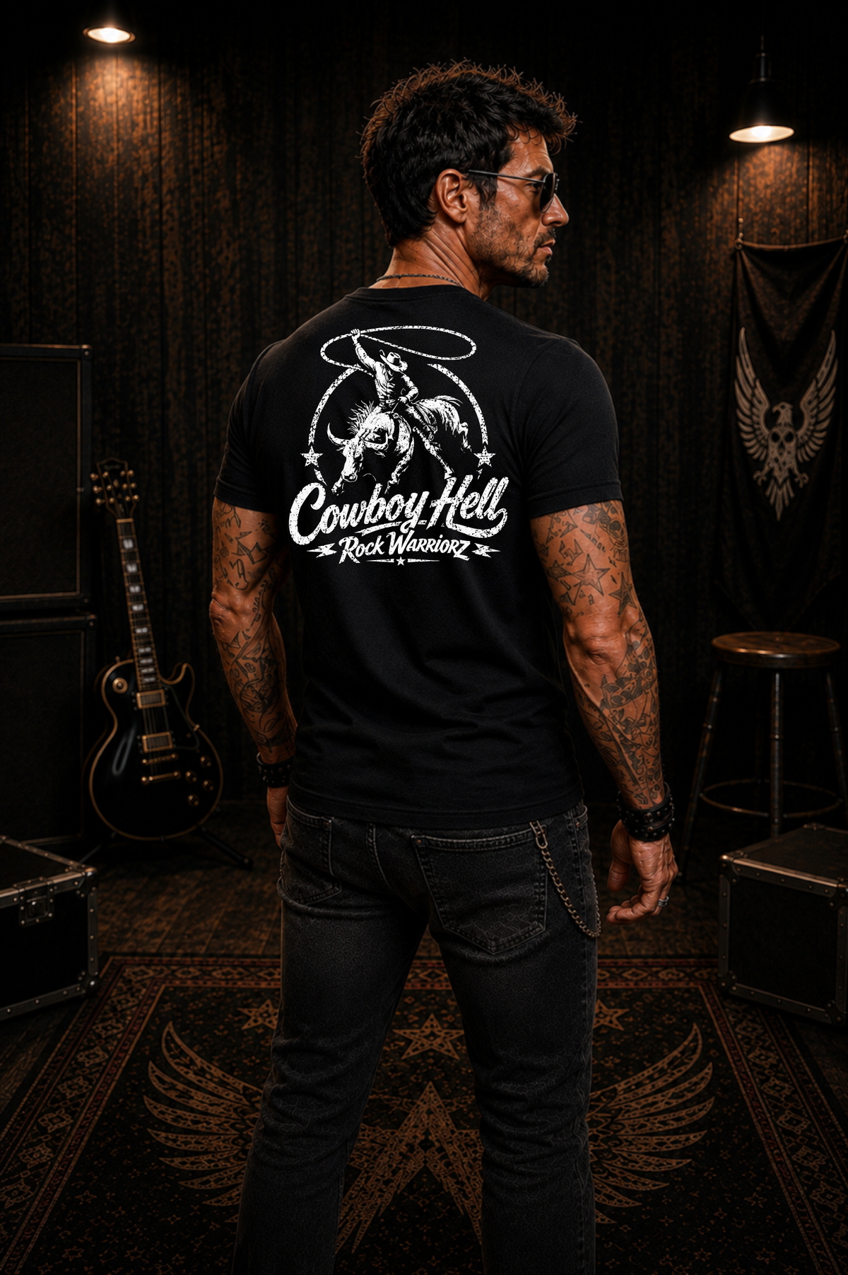 Rock Warriorz Cowboy Hell Black T-Shirt