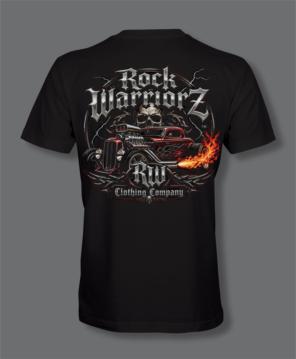 Rock Warriorz Hot Rod Front Back Logo