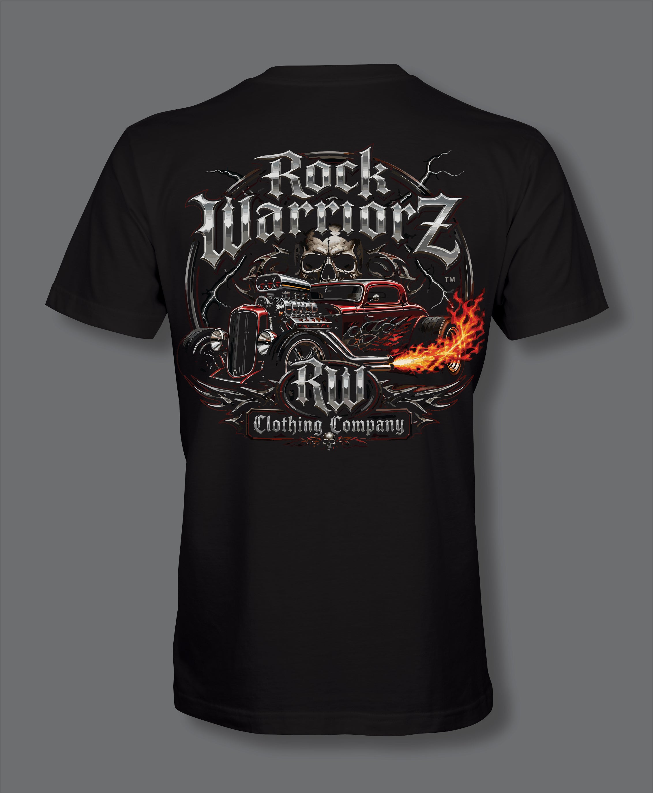 Rock Warriorz Hot Rod Front Back Logo